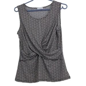 Kenar black white pink abstract tank top with flattering cross  cross in front M